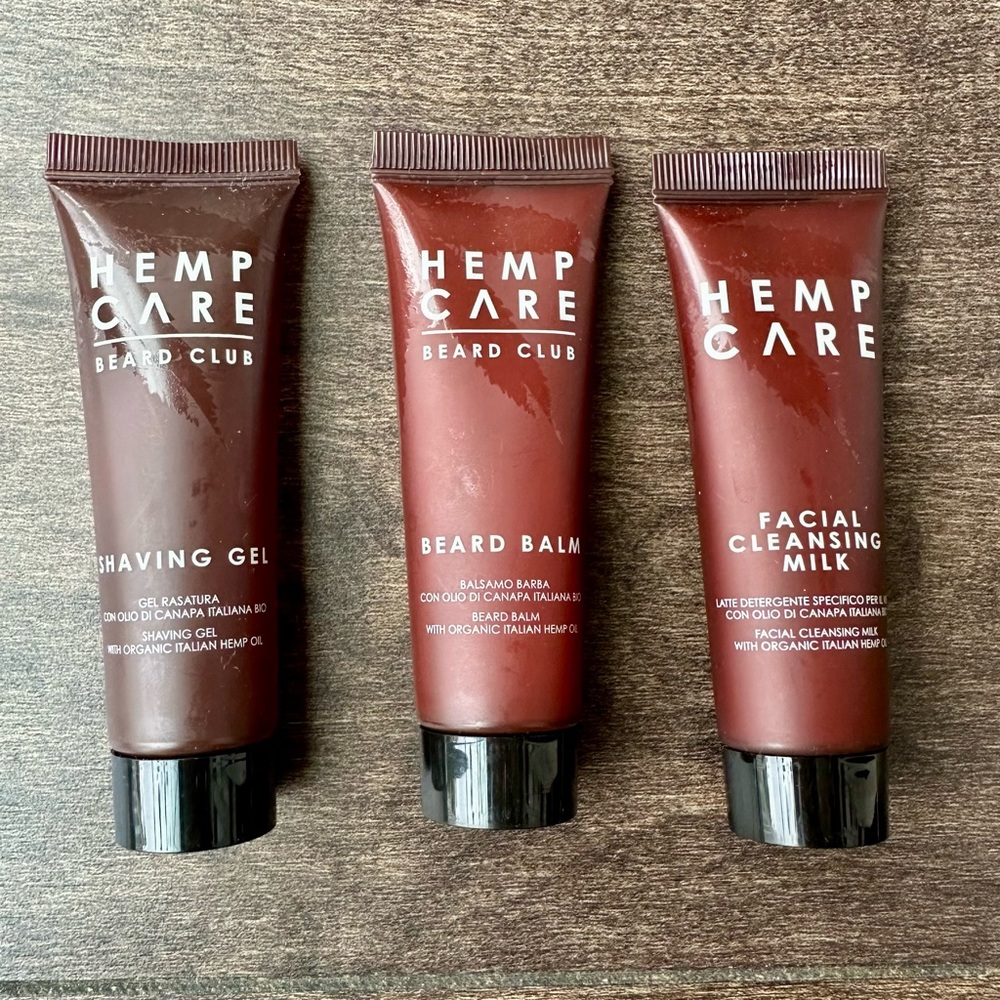 Hemp Care Beard Club: Shaving Gel, Beard Balm, & Facial Cleansing Milk - Italian